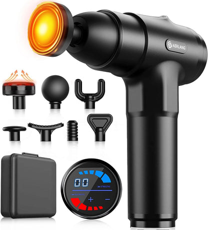 Massagepistole mit Wärmefunktion, AERLANG Massage Pistole Massage Gun, Muskel Massage Gun Massagegerät mit LED Anzeige, Handmassagegeräte Massage Pistole mit 20verstellbaren Stufen&7 Massageköpfen